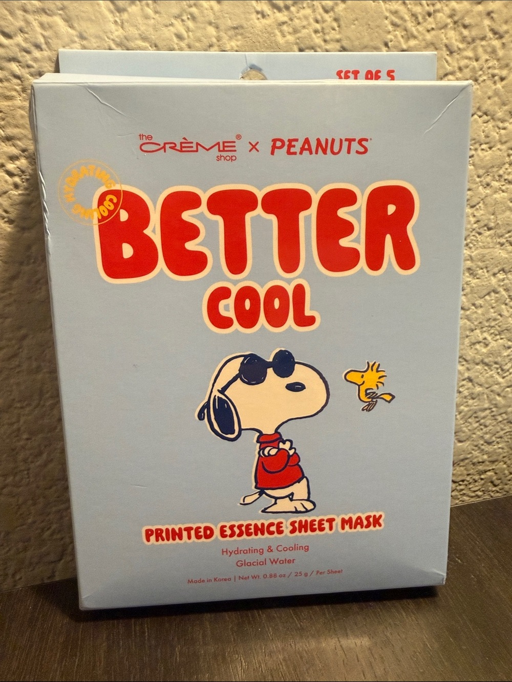 The Crème Shop x Peanuts "Better Cool" Snoopy Sheet Mask - Light Blue & Red - Picture 1 of 3